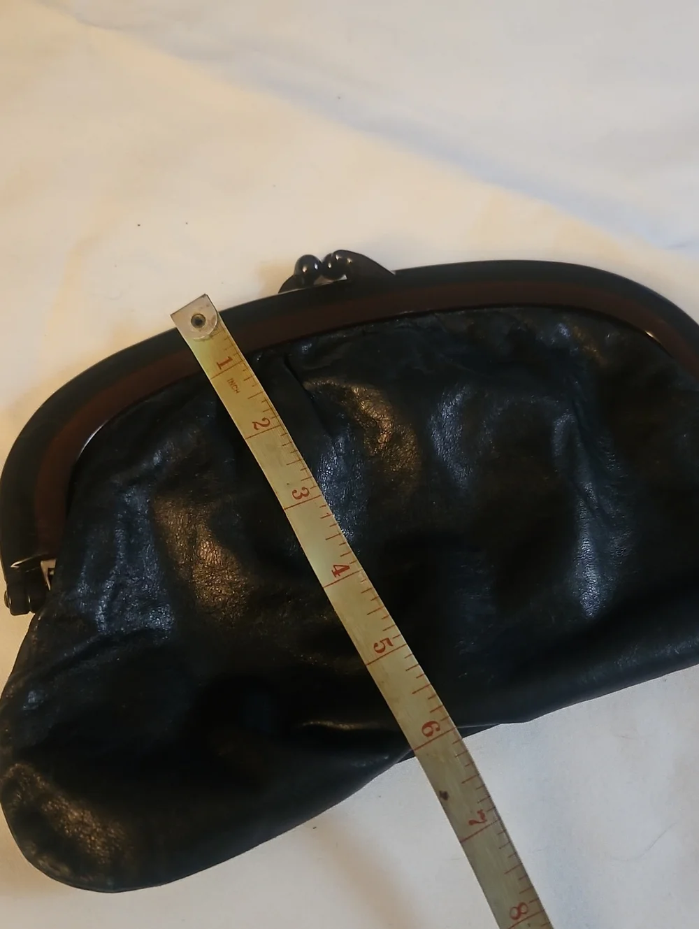 Itatian Made Black Vintage Kiss-Lock Clutch Bag